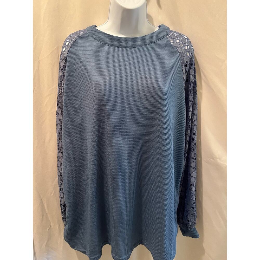 Blue Top with Lace Sleeves - NWT - Size XXL